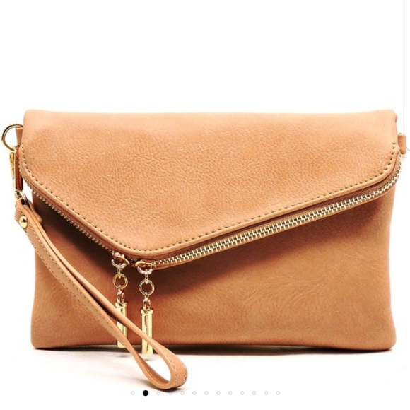 Handbags - Versatile Tanned Leather Envelope Wristlet/Clutch